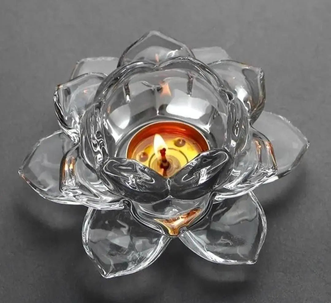Glass Lotus Flower Tea Light Candle Holder Set w0q6nt-tn