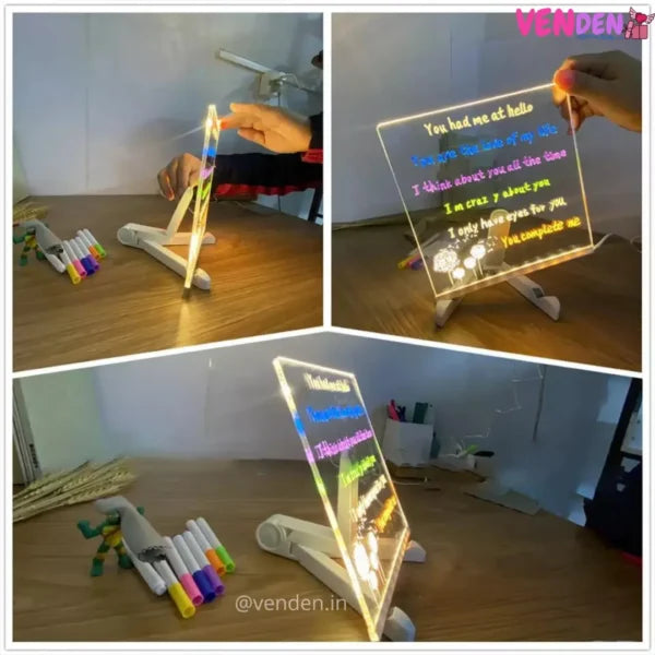 Personalised 3D Acrylic GlowNotes Message Board Lamp with 12 Colourful Markers Make Me Deal