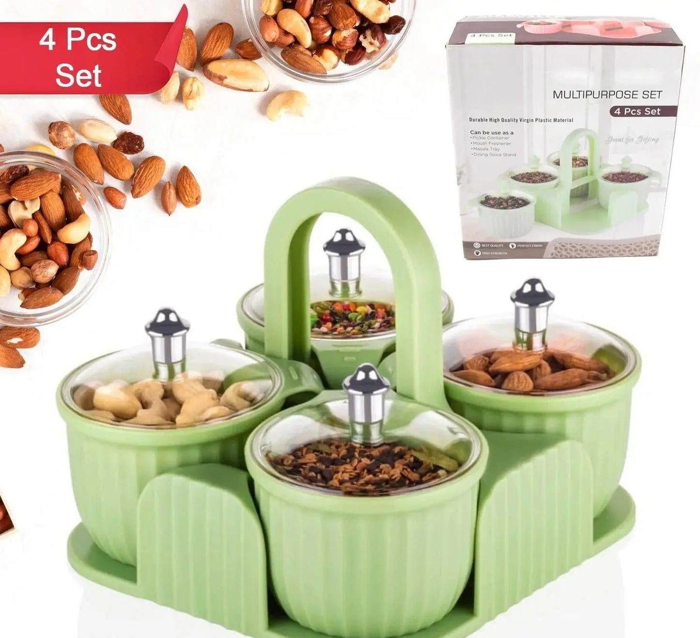 Multipurpose 4 pcs Storage Jar with Tray w0q6nt-tn