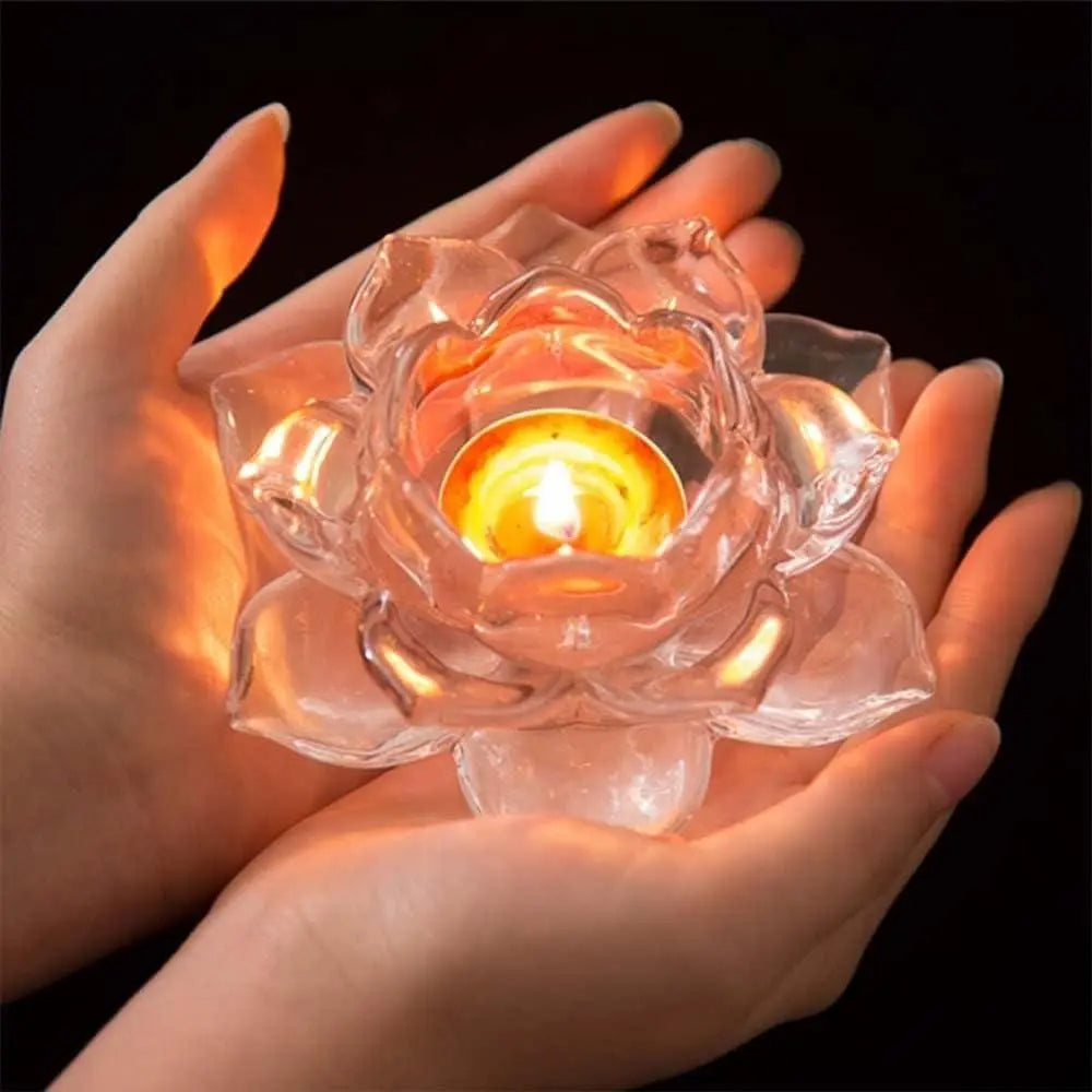 Glass Lotus Flower Tea Light Candle Holder Set w0q6nt-tn
