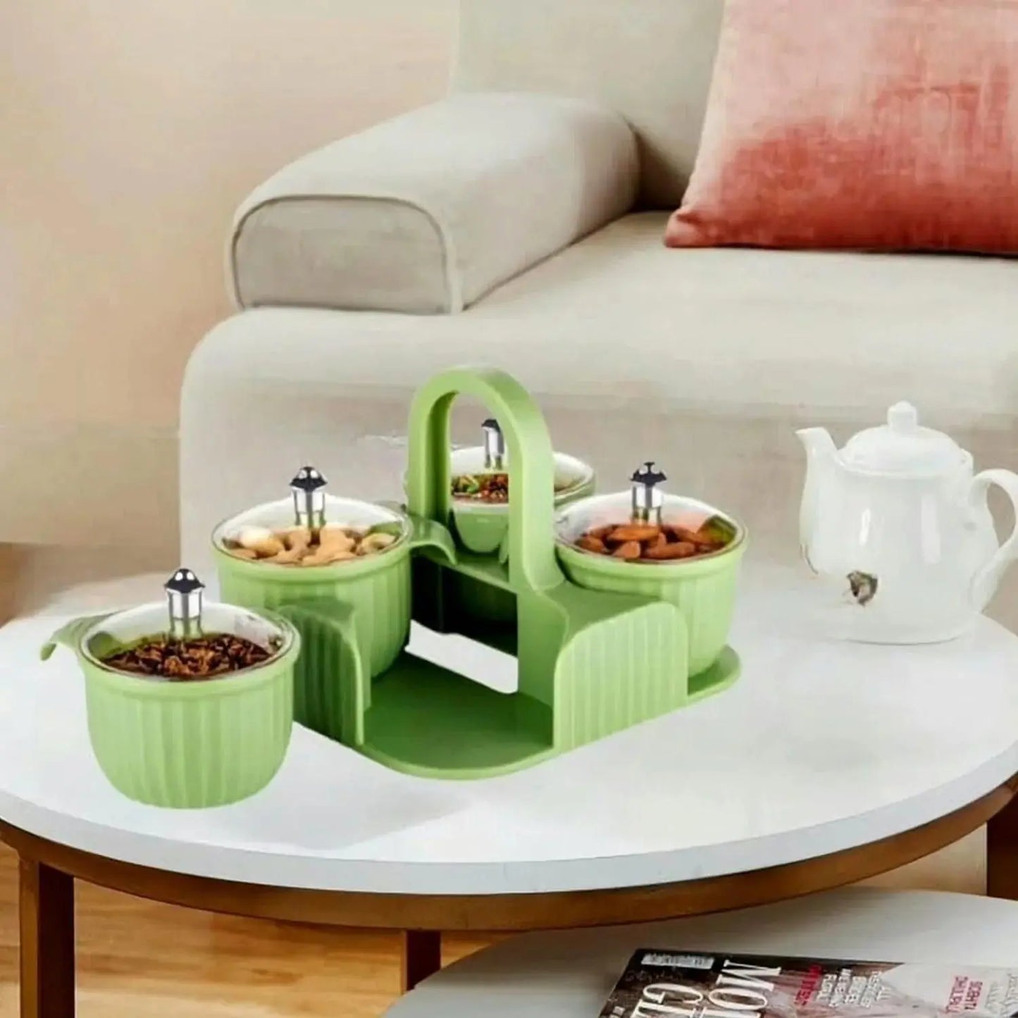 Multipurpose 4 pcs Storage Jar with Tray w0q6nt-tn