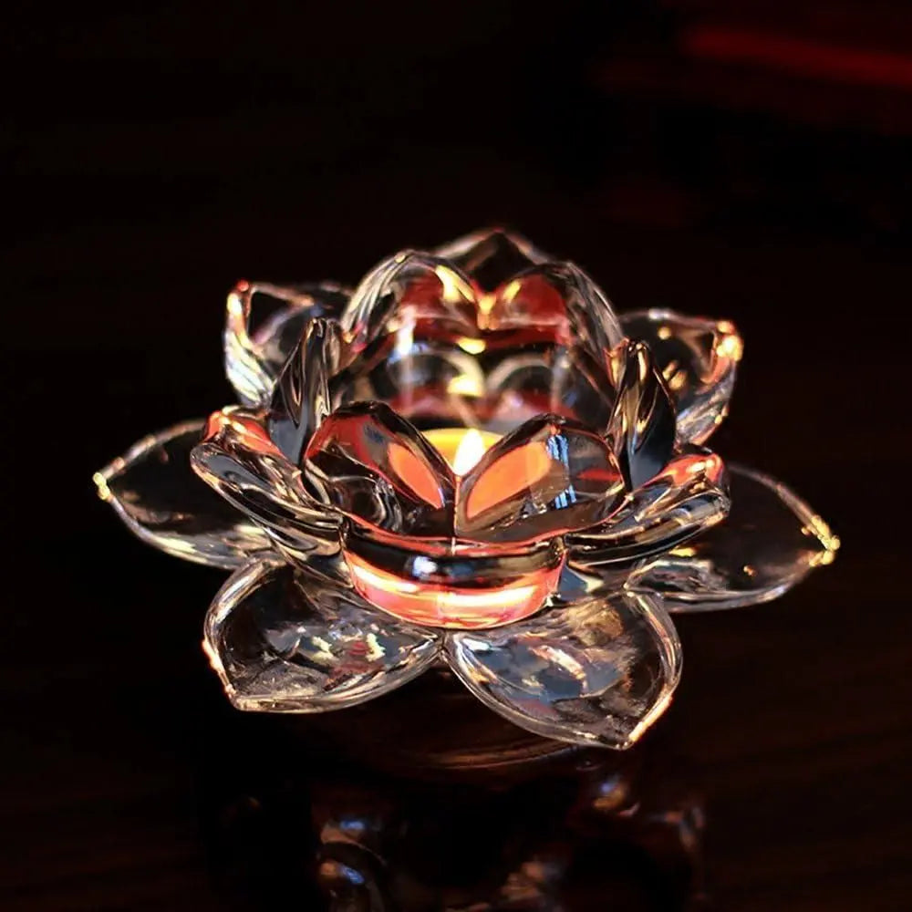 Glass Lotus Flower Tea Light Candle Holder Set w0q6nt-tn
