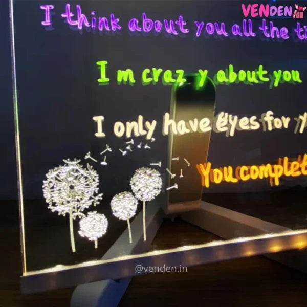 Personalised 3D Acrylic GlowNotes Message Board Lamp with 12 Colourful Markers Make Me Deal