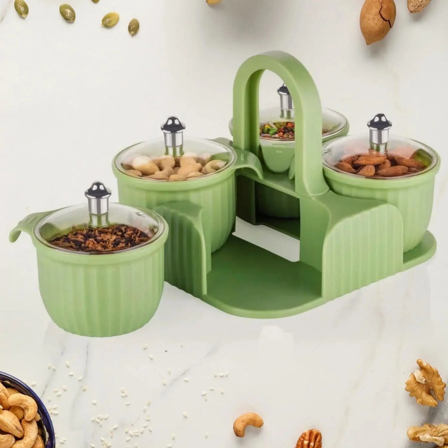 Multipurpose 4 pcs Storage Jar with Tray w0q6nt-tn