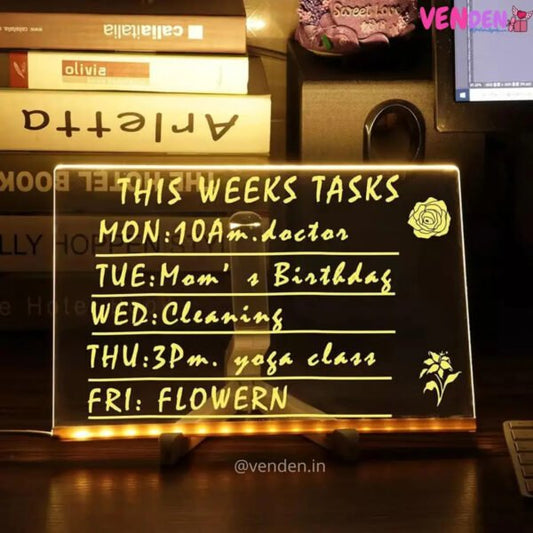 Personalised 3D Acrylic GlowNotes Message Board Lamp with 12 Colourful Markers Make Me Deal