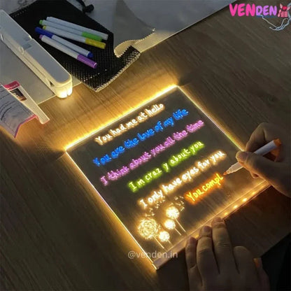 Personalised 3D Acrylic GlowNotes Message Board Lamp with 12 Colourful Markers Make Me Deal