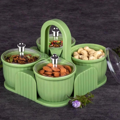 Multipurpose 4 pcs Storage Jar with Tray w0q6nt-tn