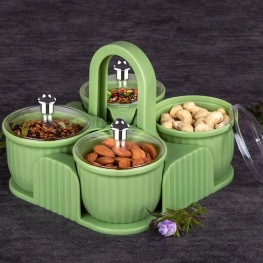 Multipurpose 4 pcs Storage Jar with Tray w0q6nt-tn