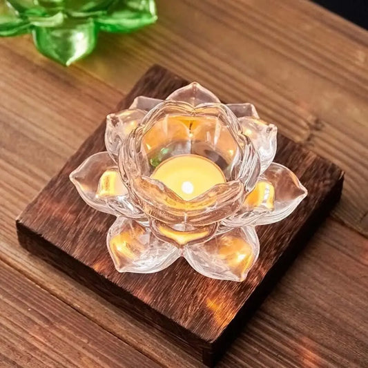Glass Lotus Flower Tea Light Candle Holder Set w0q6nt-tn